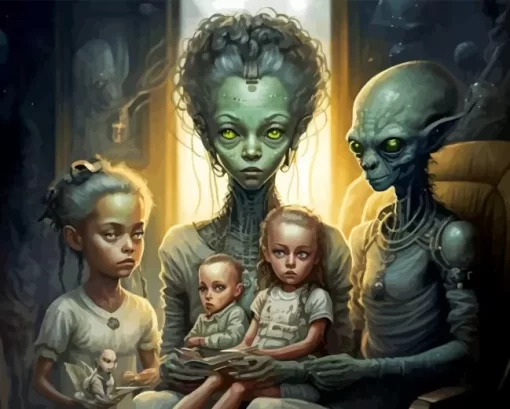 Alien Family Diamond Painting