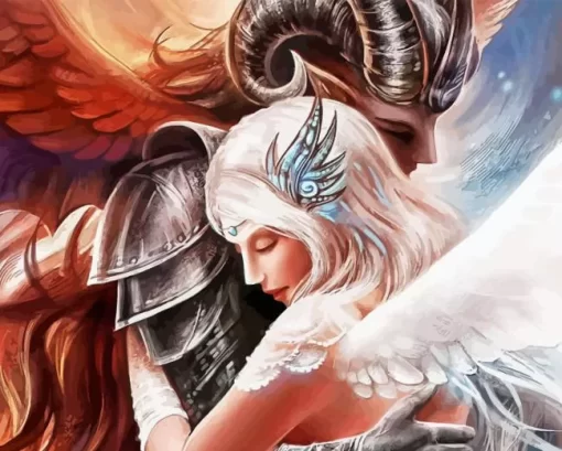 Angel With Devil Art Diamond Painting