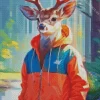 Cool Deer Wearing Clothes Diamond Painting