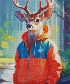 Cool Deer Wearing Clothes Diamond Painting