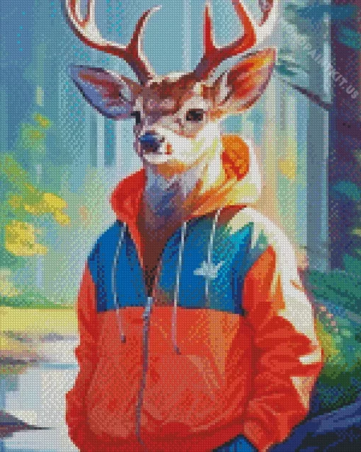 Cool Deer Wearing Clothes Diamond Painting