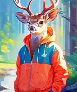 Cool Deer Wearing Clothes Diamond Painting