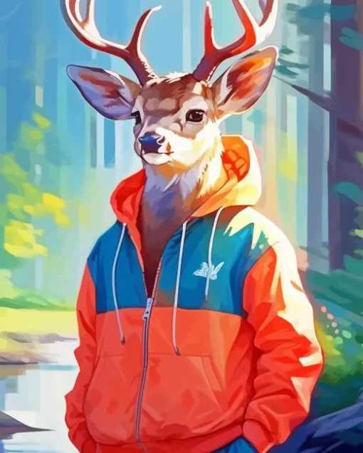 Cool Deer Wearing Clothes Diamond Painting