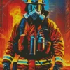 Fire Fighter In Gas Mask Diamond Painting