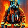 Fire Fighter In Gas Mask Diamond Painting