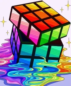 Melting Rubiks Cube Diamond Painting