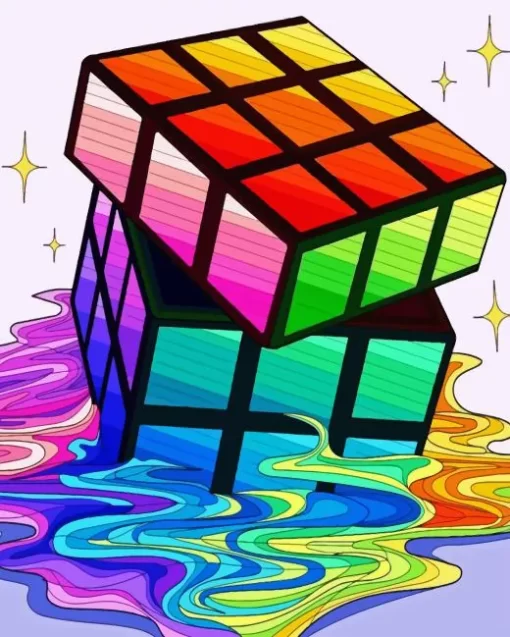 Melting Rubiks Cube Diamond Painting