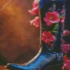 Pink Flowers Cowgirl Boot Diamond Painting