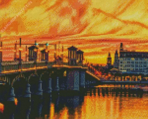 Sunset Bridge of Lions Diamond Painting