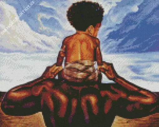 Black Father And Child Diamond Painting