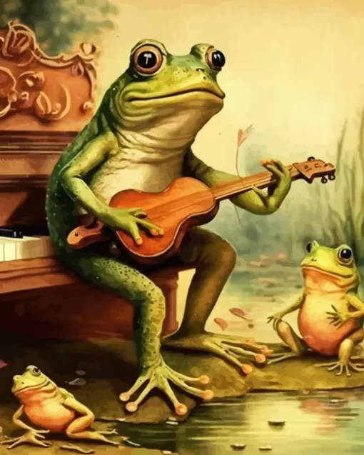 Frog Playing Guitar Diamond Painting