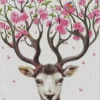 Pink Floral Antlers Deer Diamond Painting