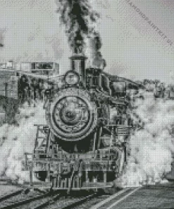 Black and White Train Diamond Painting