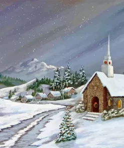 Christmas Winter Church Diamond Painting