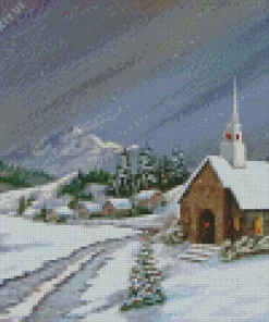 Christmas Winter Church Diamond Painting