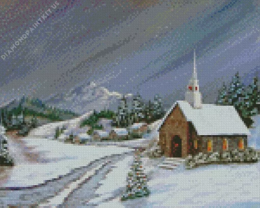 Christmas Winter Church Diamond Painting