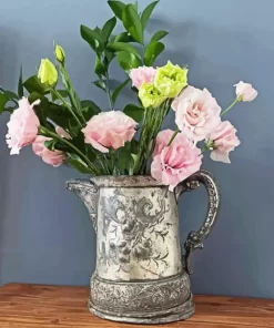 Flowers in Silver Pitcher Diamond Painting