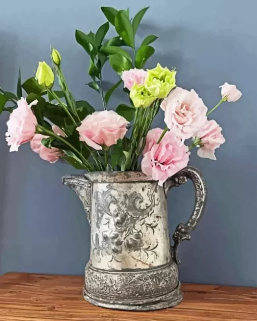 Flowers in Silver Pitcher Diamond Painting