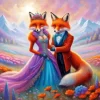 Fox Couple Wedding Diamond Painting