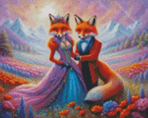 Fox Couple Wedding Diamond Painting