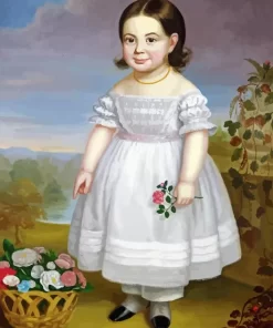 Girl With Flowers Basket Diamond Painting