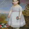 Girl With Flowers Basket Diamond Painting