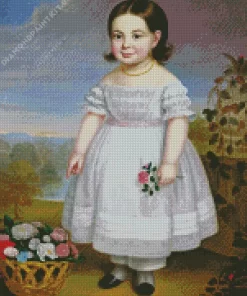 Girl With Flowers Basket Diamond Painting