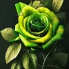 Green Rose Diamond Painting