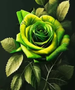 Green Rose Diamond Painting