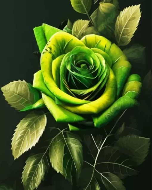 Green Rose Diamond Painting