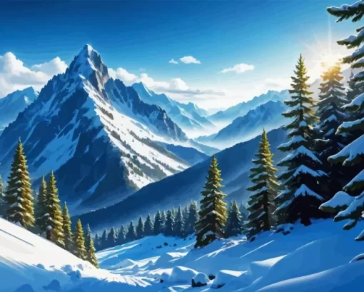 Icy Mountains Diamond Painting