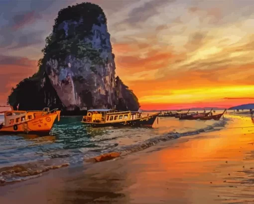 Phra Nang Beach Sunset Diamond Painting