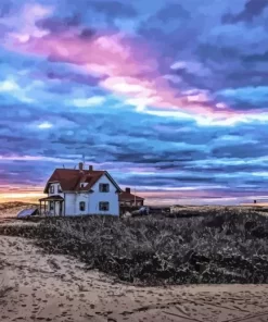 Race Point Lighthouse with Sunset Diamond Painting