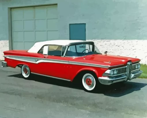 Red Edsel Car Diamond Painting