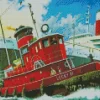 Red Tugboat Diamond Painting