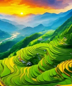 Rice Terraces Landscape Diamond Painting