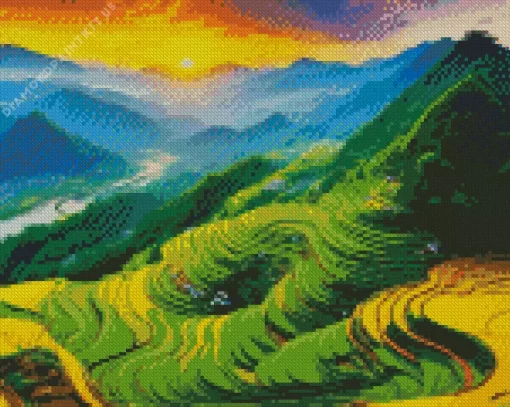 Rice Terraces Landscape Diamond Painting