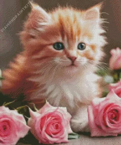 Roses And Cat Diamond Painting