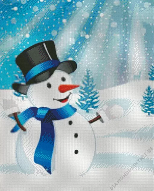 Snowman with Black Hat Diamond Painting