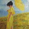 Vintage Lady With Yellow Umbrella Diamond Painting