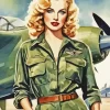 Vintage Pilot Girl Diamond Painting