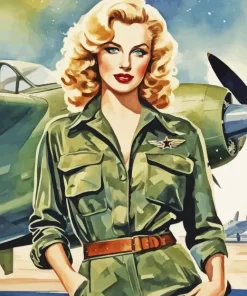 Vintage Pilot Girl Diamond Painting