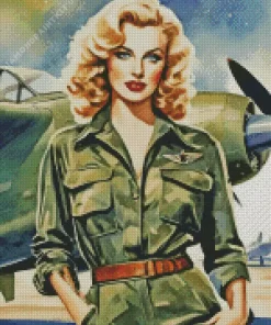 Vintage Pilot Girl Diamond Painting