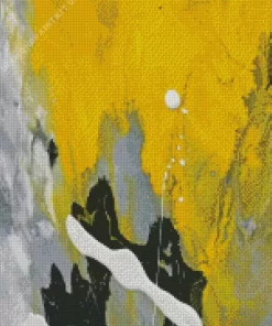 Yellow Grey Abstract Art Diamond Painting