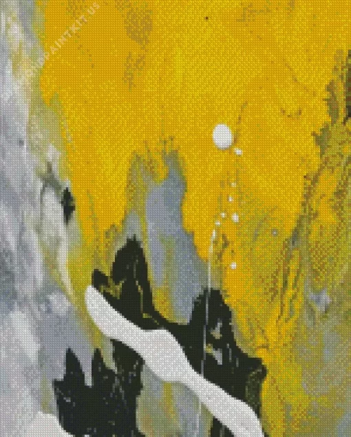 Yellow Grey Abstract Art Diamond Painting