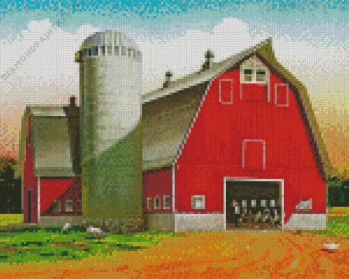 Barn With Silo Diamond Painting