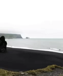 Calm Black Sand Beach Diamond Painting