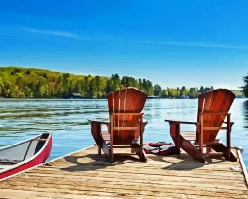 Chair On Lake Diamond Painting