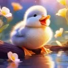 Cute Little Duck And Flowers Diamond Painting