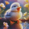 Cute Little Duck And Flowers Diamond Painting